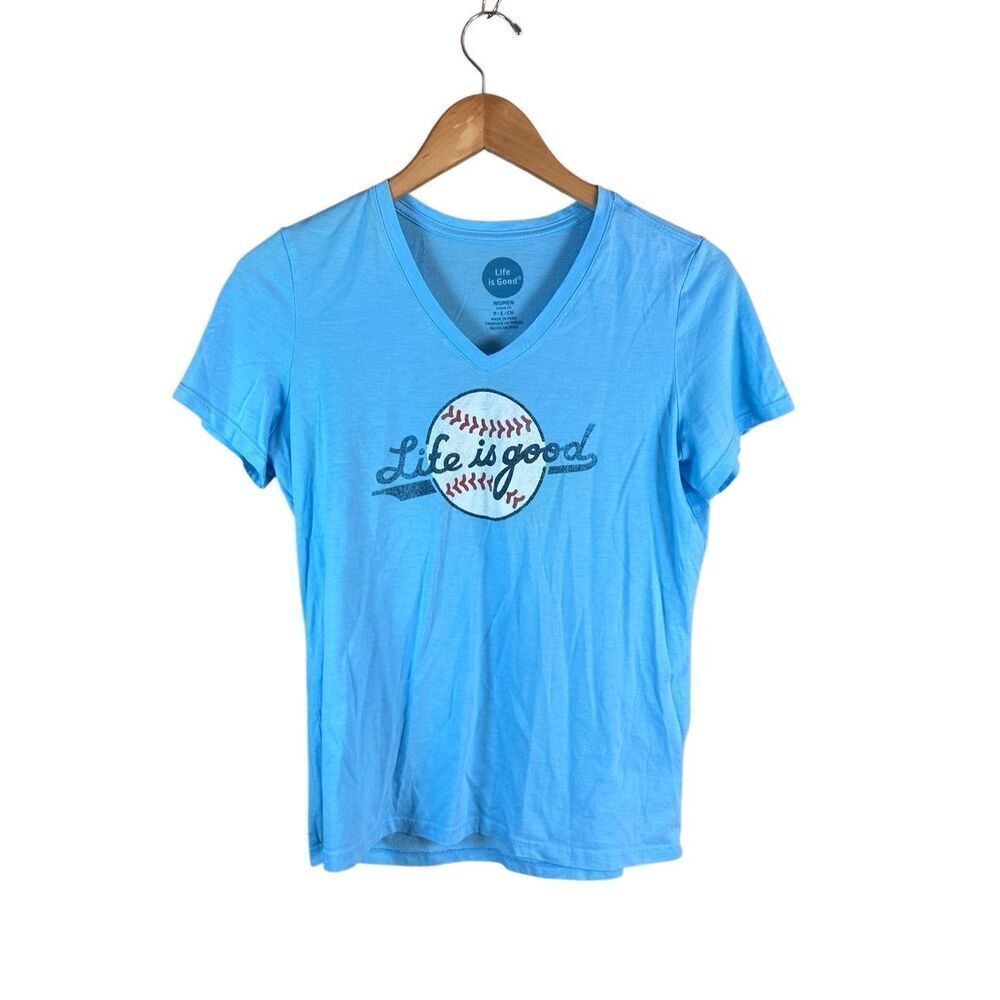 Life is Good Crusher V-Neck Small (S) Baseball Softball T shirt